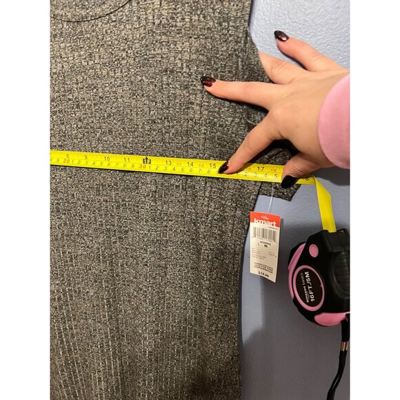 Y2K ATTENTION Heather Gray Cold Shoulder Mini Dress NWT Size Med Knit Like - Picture 7 of 9